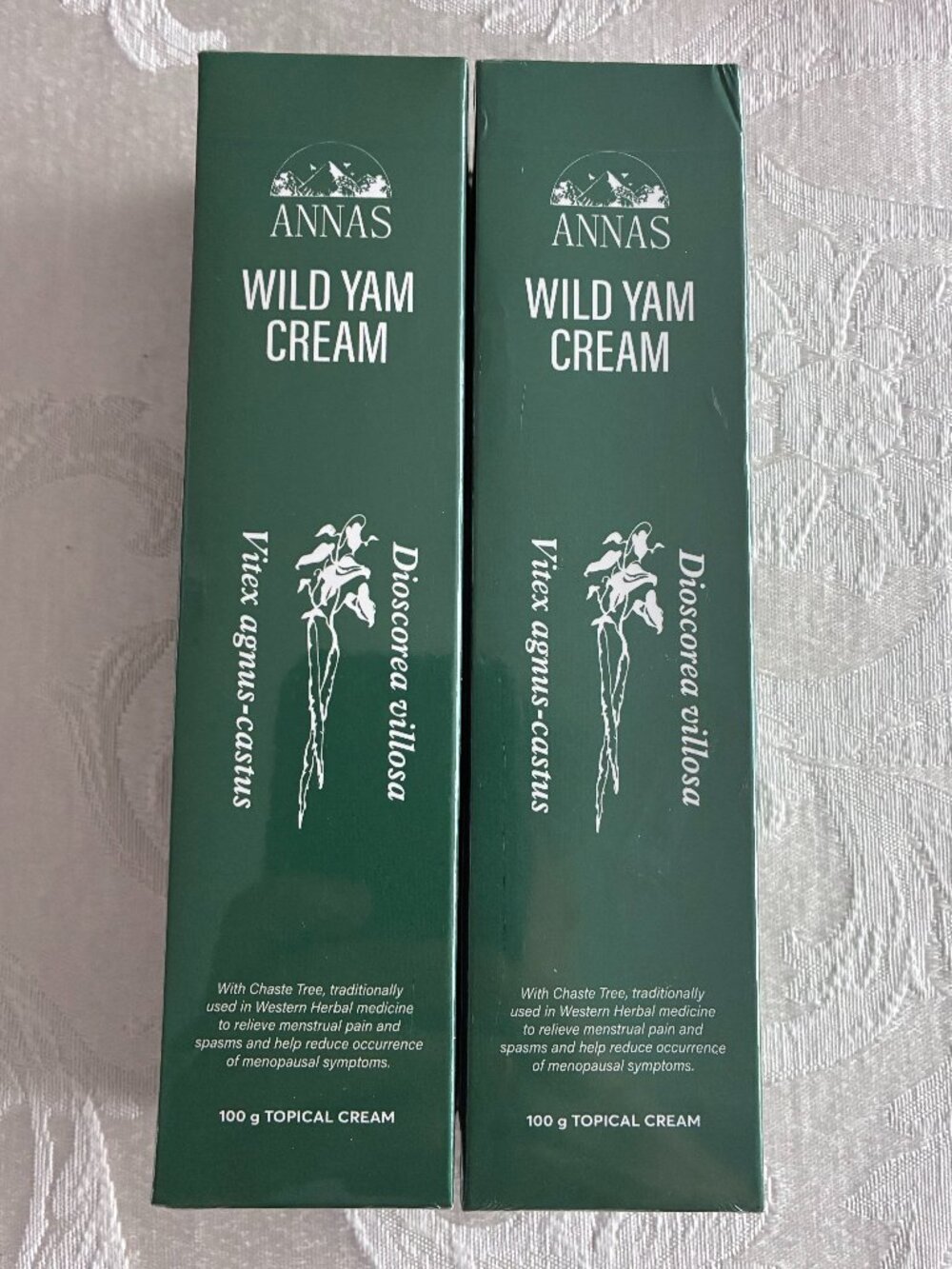 NEW Anna's Wild Yam Cream Menstrual & Menopausal 100g Tube 2 Packs Exp 2028.